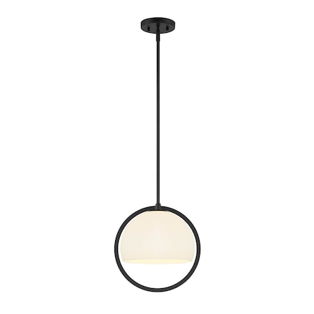 Designers Fountain Eterna 60 Watt 1 Light Matte Black Pendant with Etched Opal Glass Shade D274M-12P-MB